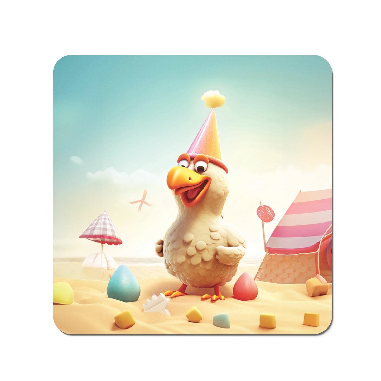 Funky Chicken On A Beach Holiday Coasters