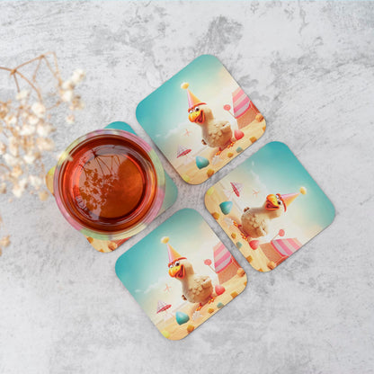 Funky Chicken On A Beach Holiday Coasters