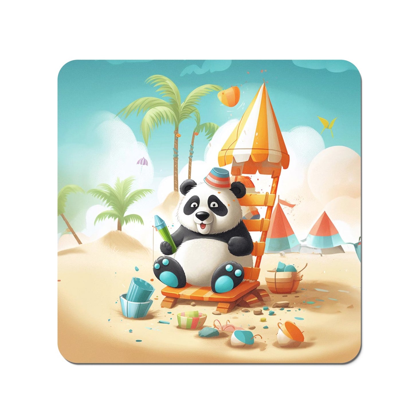 Panda On A Beach Holiday Coasters