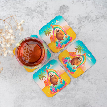 Sloth On A Beach Holiday Coasters