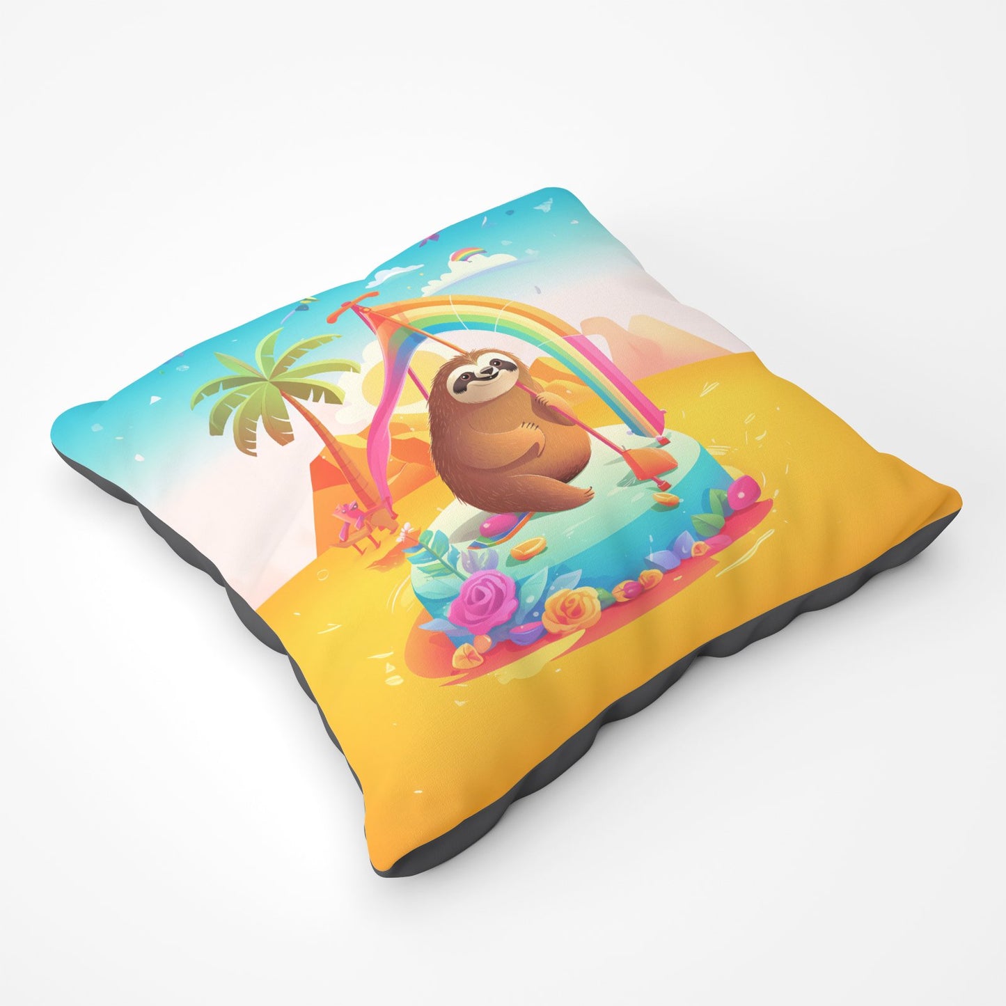 Sloth On A Beach Holiday Floor Cushion