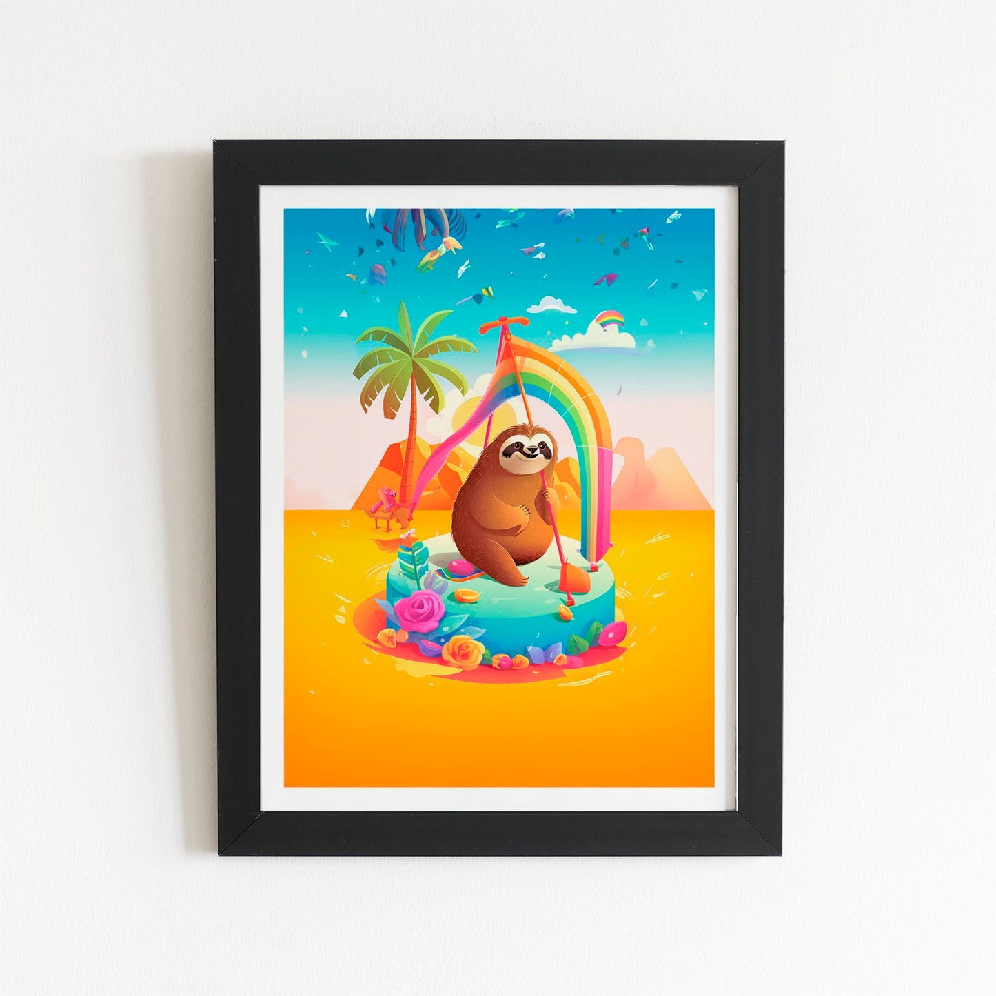 Sloth On A Beach Holiday Art Prints