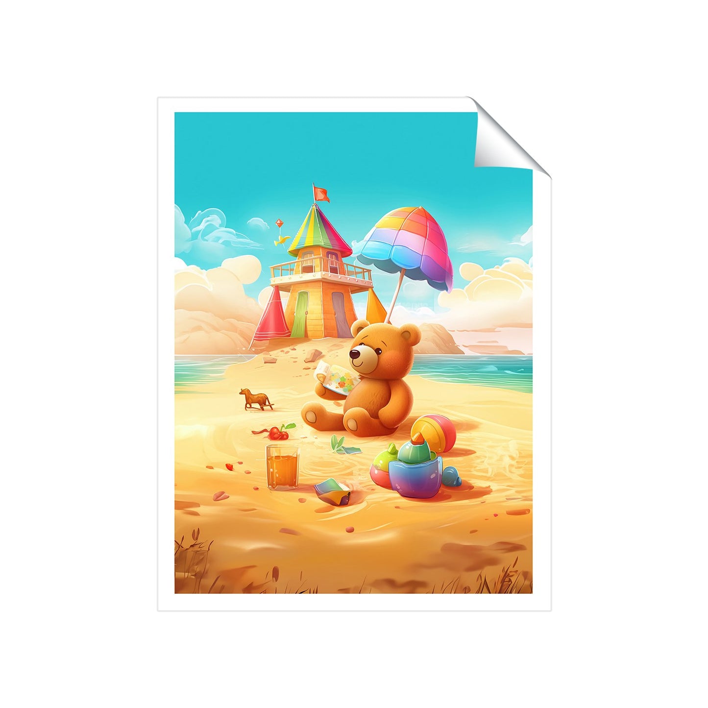 Bear On A Beach Holiday Art Prints