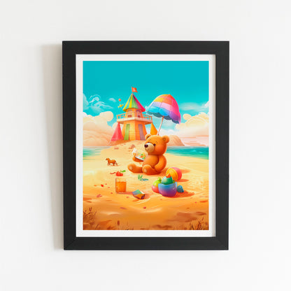 Bear On A Beach Holiday Art Prints