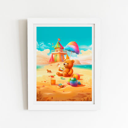 Bear On A Beach Holiday Art Prints