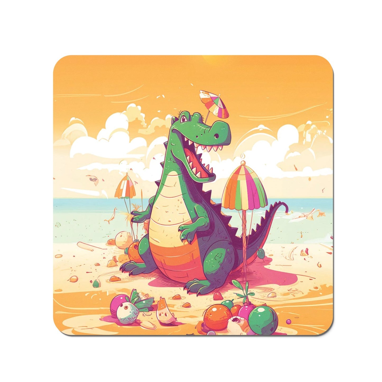 Crocodile On A Beach Holiday Coasters