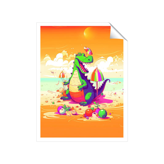 Crocodile On A Beach Holiday Art Prints