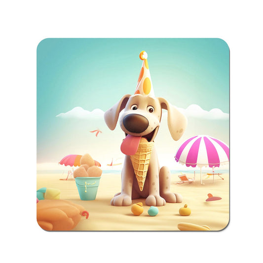 Dog On A Beach Holiday Coasters