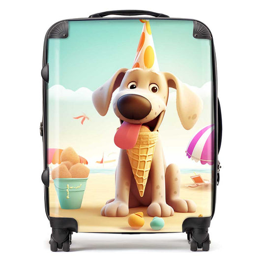 Dog On A Beach Holiday Suitcase