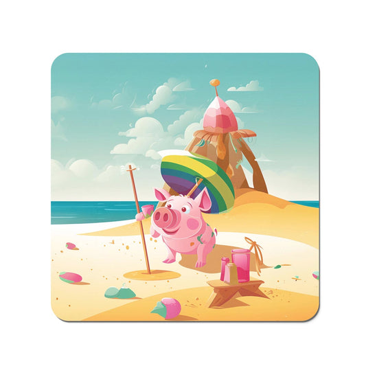 Piglet On A Beach Holiday Coasters