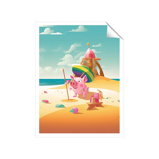 Piglet On A Beach Holiday Art Prints