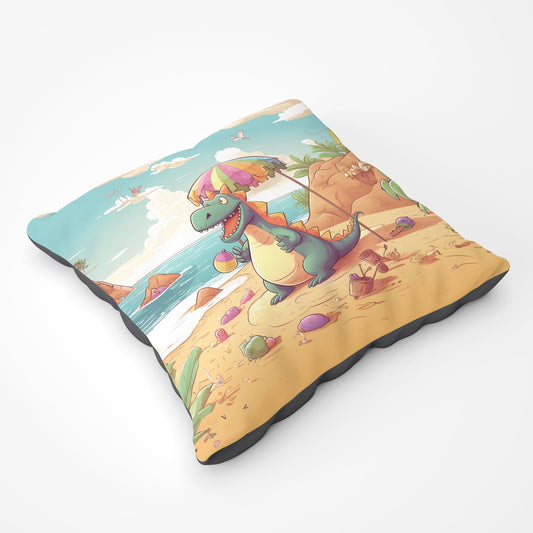 Dragon On A Beach Holiday Floor Cushion