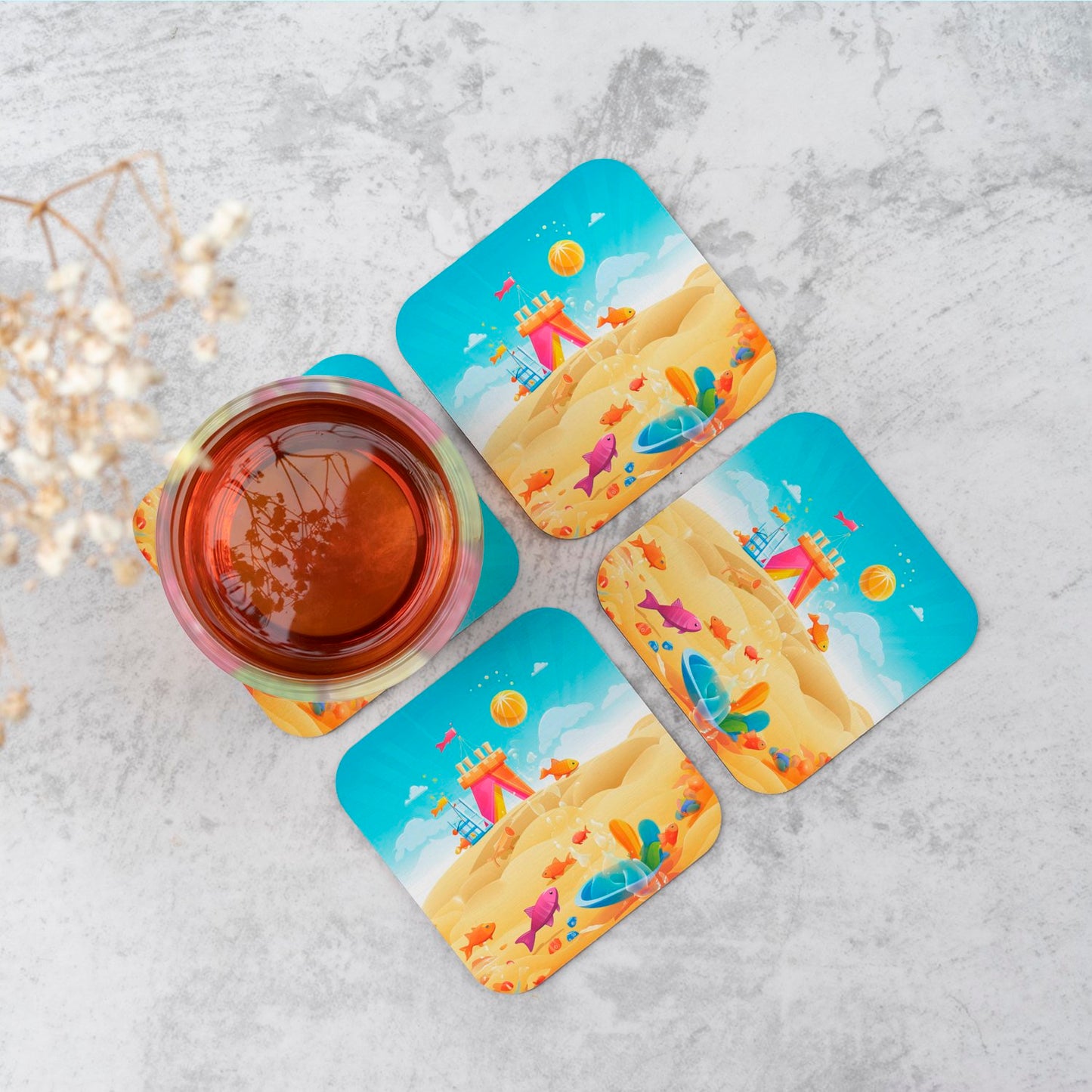 Fishes On A Beach Holiday Coasters