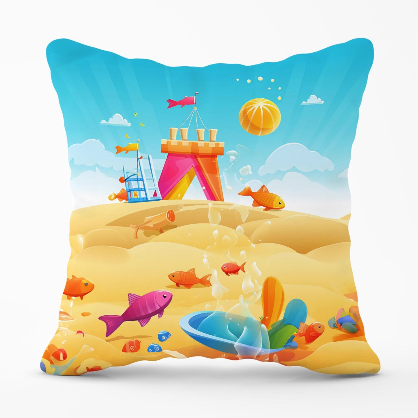 Fishes On A Beach Holiday Outdoor Cushion