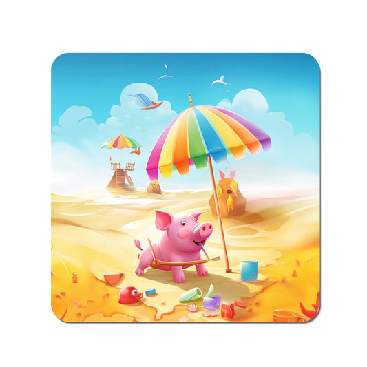 Pig On A Beach Holiday Coasters