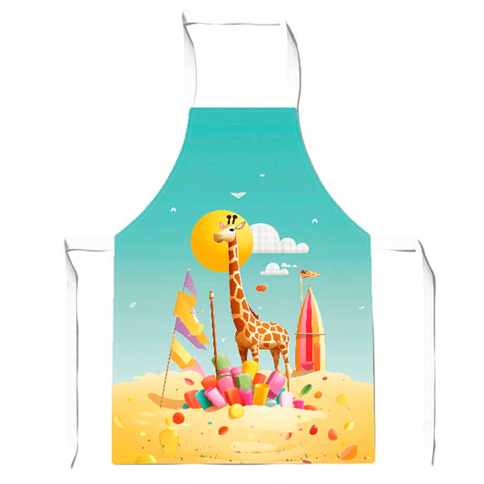 A Giraffe On A Beach Holiday Apron