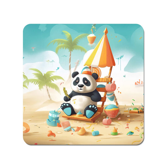 Happy Panda On A Beach Holiday Coasters