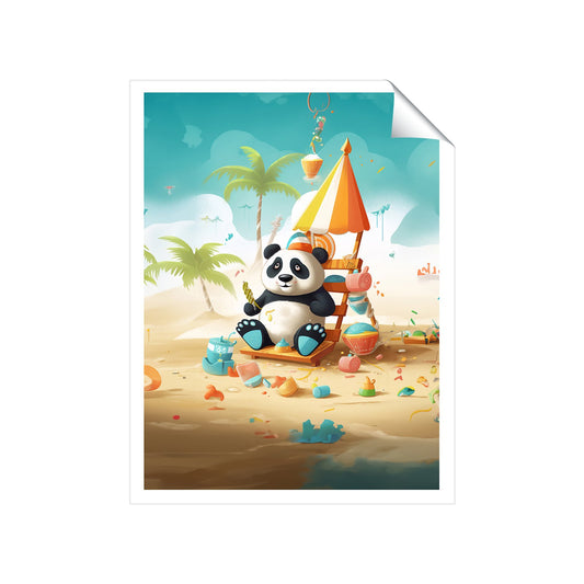 Happy Panda On A Beach Holiday Art Prints
