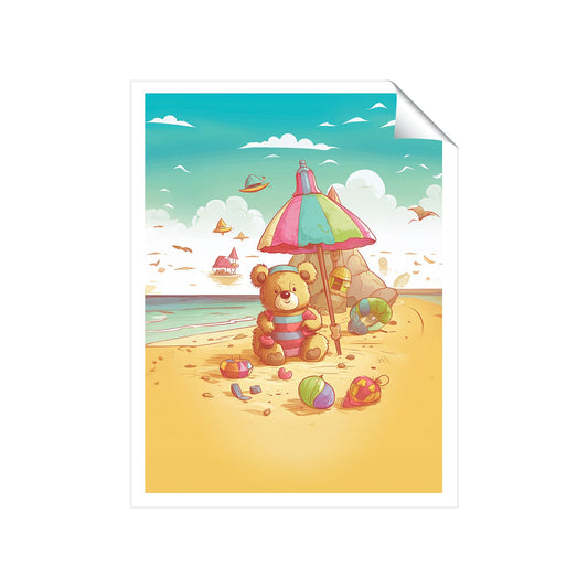 Lucky Teddy Bear On A Beach Holiday Art Prints