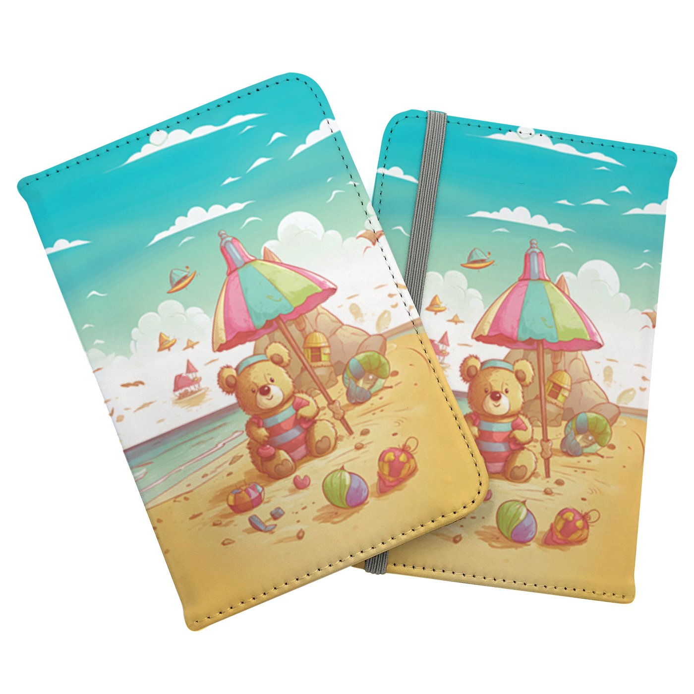 Lucky Teddy Bear On A Beach Holiday Passport Cover