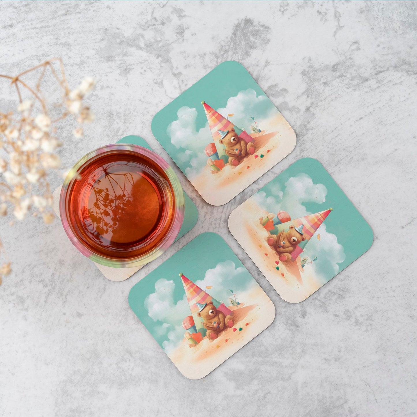 A Bear On A Beach Holiday Coasters