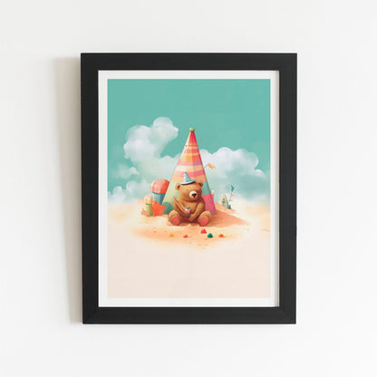 A Bear On A Beach Holiday Art Prints