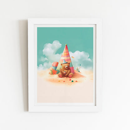 A Bear On A Beach Holiday Art Prints