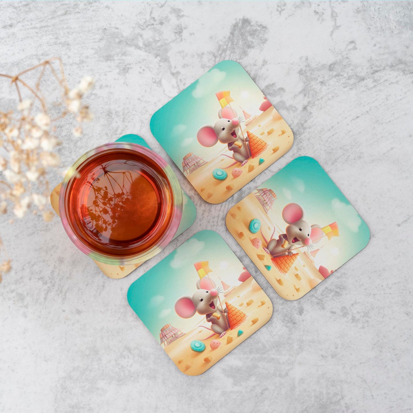 A Mouse On A Beach Holiday Coasters