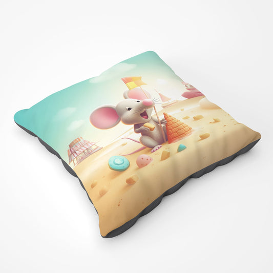 A Mouse On A Beach Holiday Floor Cushion