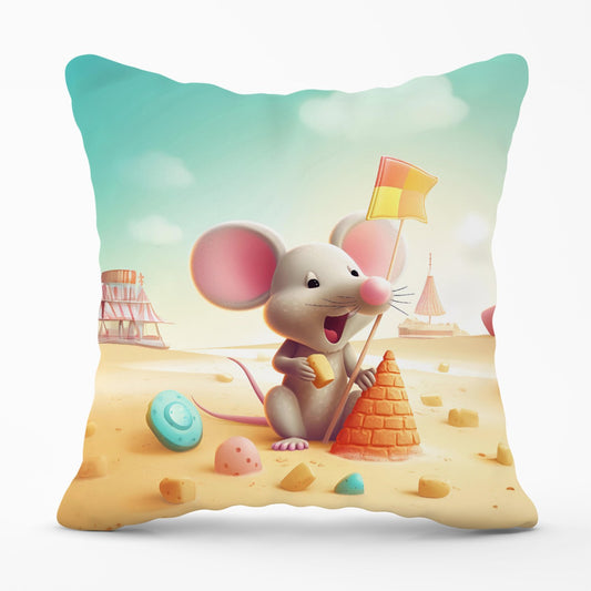 A Mouse On A Beach Holiday Outdoor Cushion