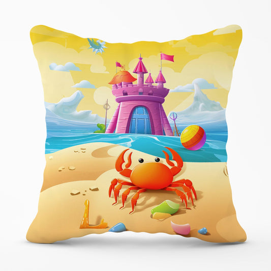 Orange Crab On A Beach Holiday Outdoor Cushion