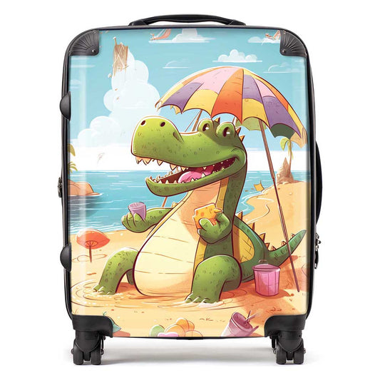 A Crocodile On A Beach Holiday Suitcase