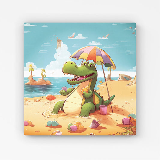 A Crocodile On A Beach Holiday Canvas