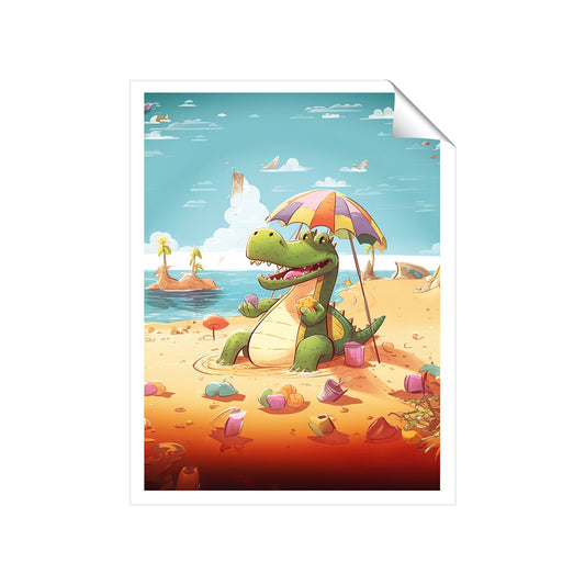 A Crocodile On A Beach Holiday Art Prints