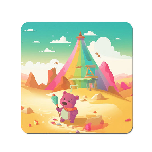 Purple Bear On A Beach Holiday Coasters