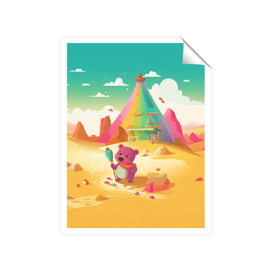 Purple Bear On A Beach Holiday Art Prints