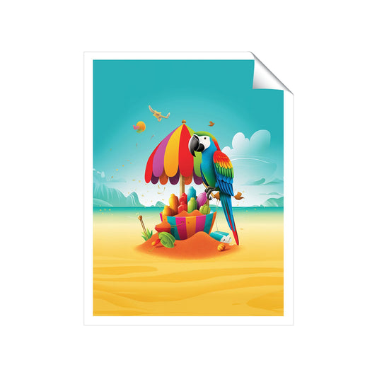 Parrot On A Beach Holiday Art Prints