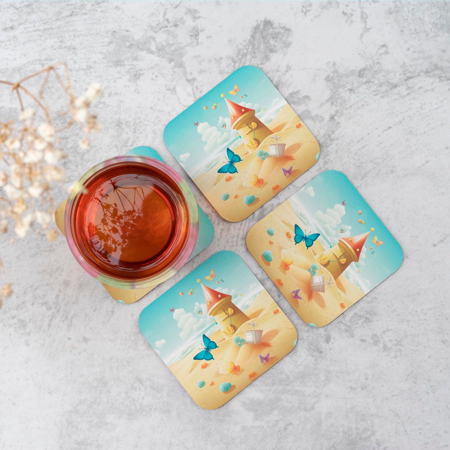 Butterflies On A Beach Holiday Coasters