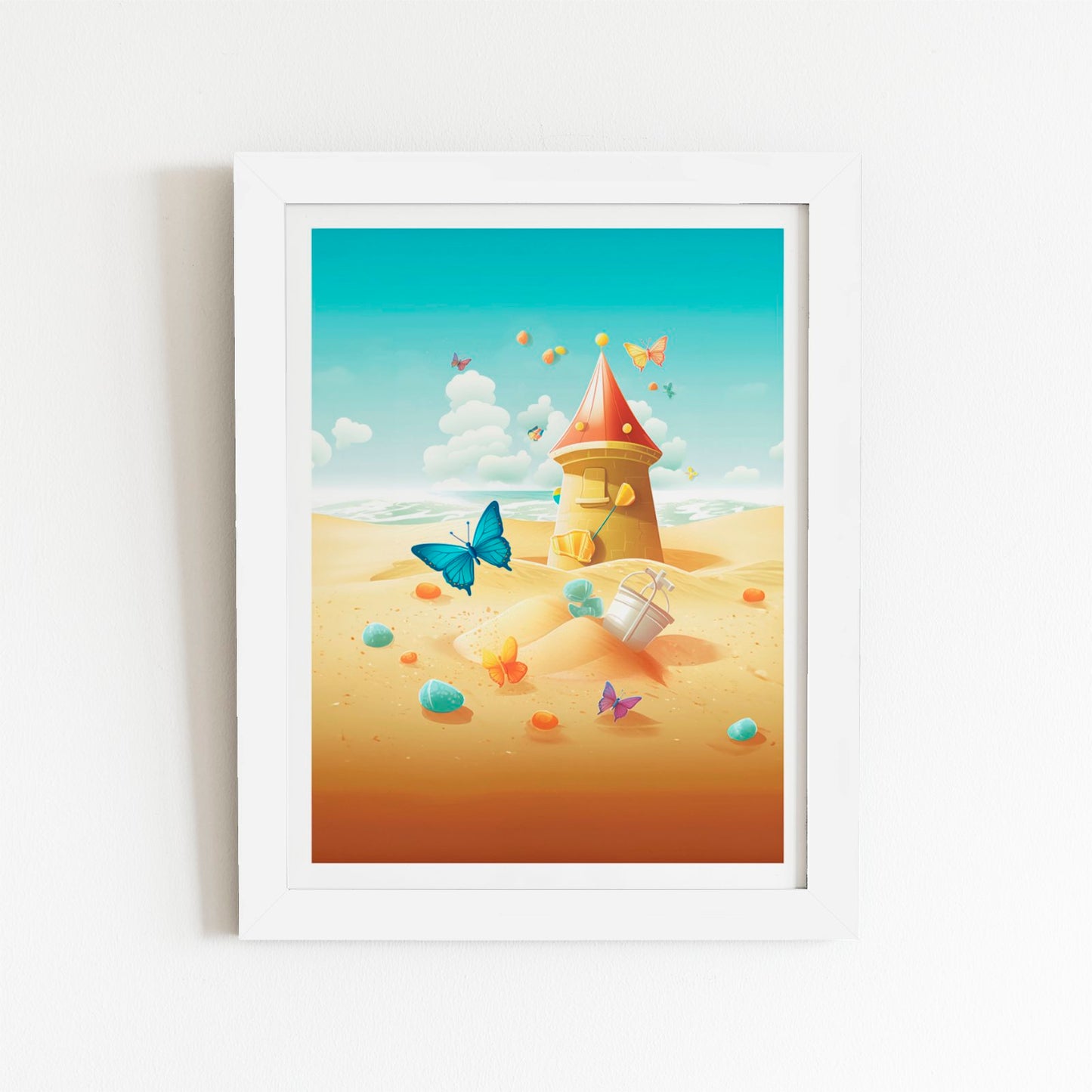 Butterflies On A Beach Holiday Art Prints