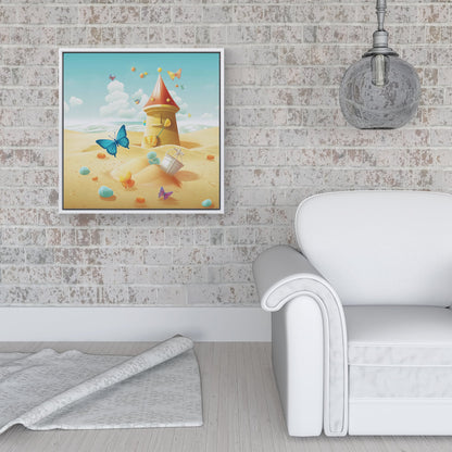 Butterflies On A Beach Holiday Framed Canvas