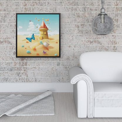 Butterflies On A Beach Holiday Framed Canvas