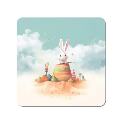 White Rabbit On A Beach Holiday Coasters