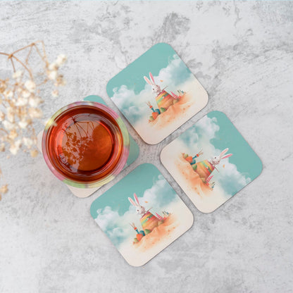 White Rabbit On A Beach Holiday Coasters