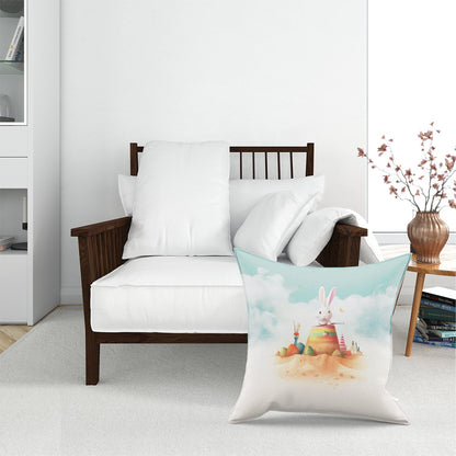 White Rabbit On A Beach Holiday Floor Cushion