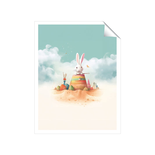 White Rabbit On A Beach Holiday Art Prints