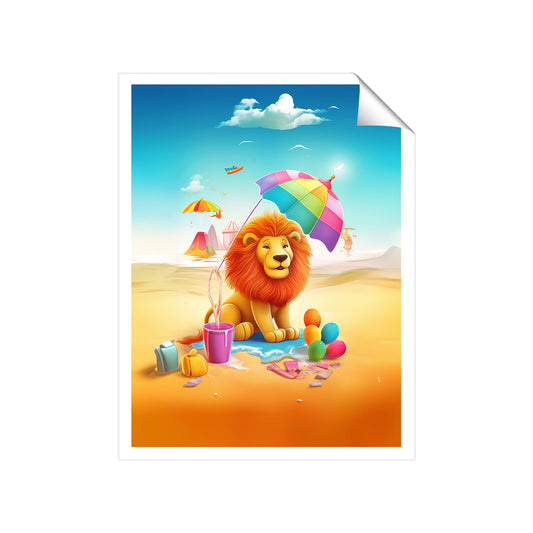 Lion On A Beach Holiday Art Prints