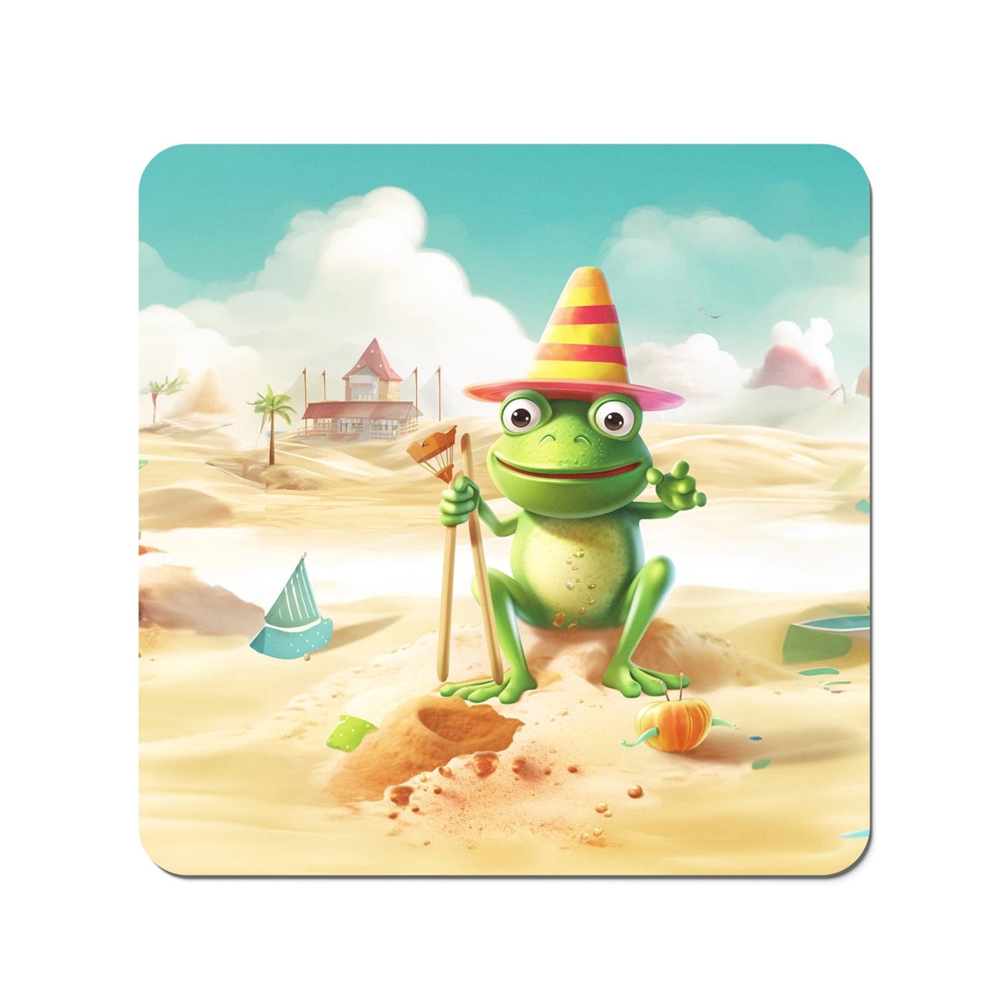 Happy Frog On A Beach Holiday Coasters