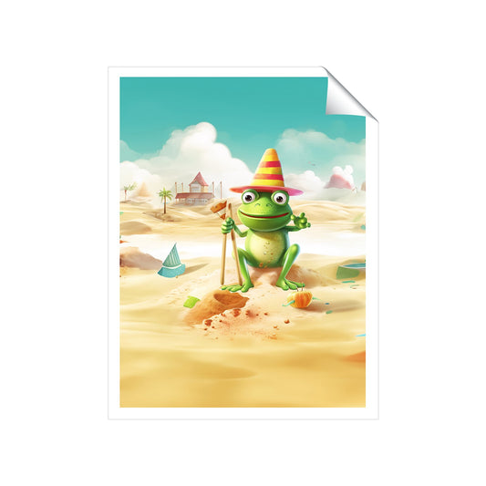 Happy Frog On A Beach Holiday Art Prints