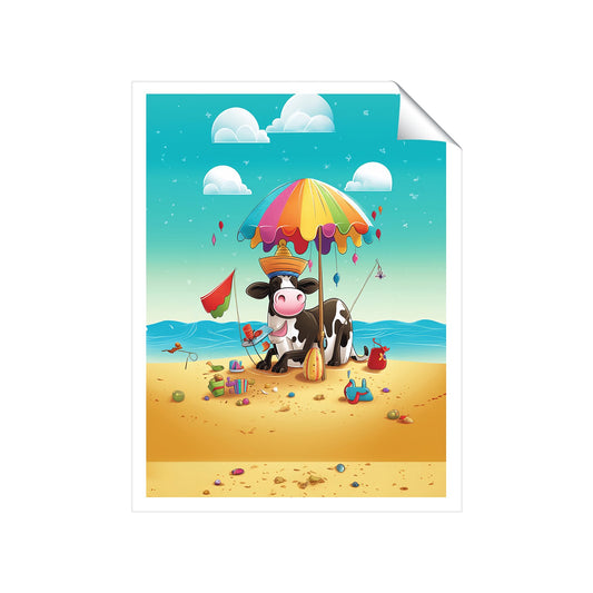 Cow On A Beach Holiday Art Prints