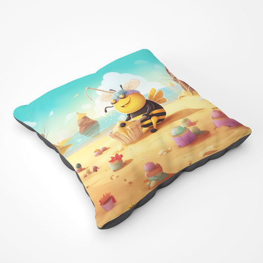 Bumblebee On A Beach Holiday Floor Cushion